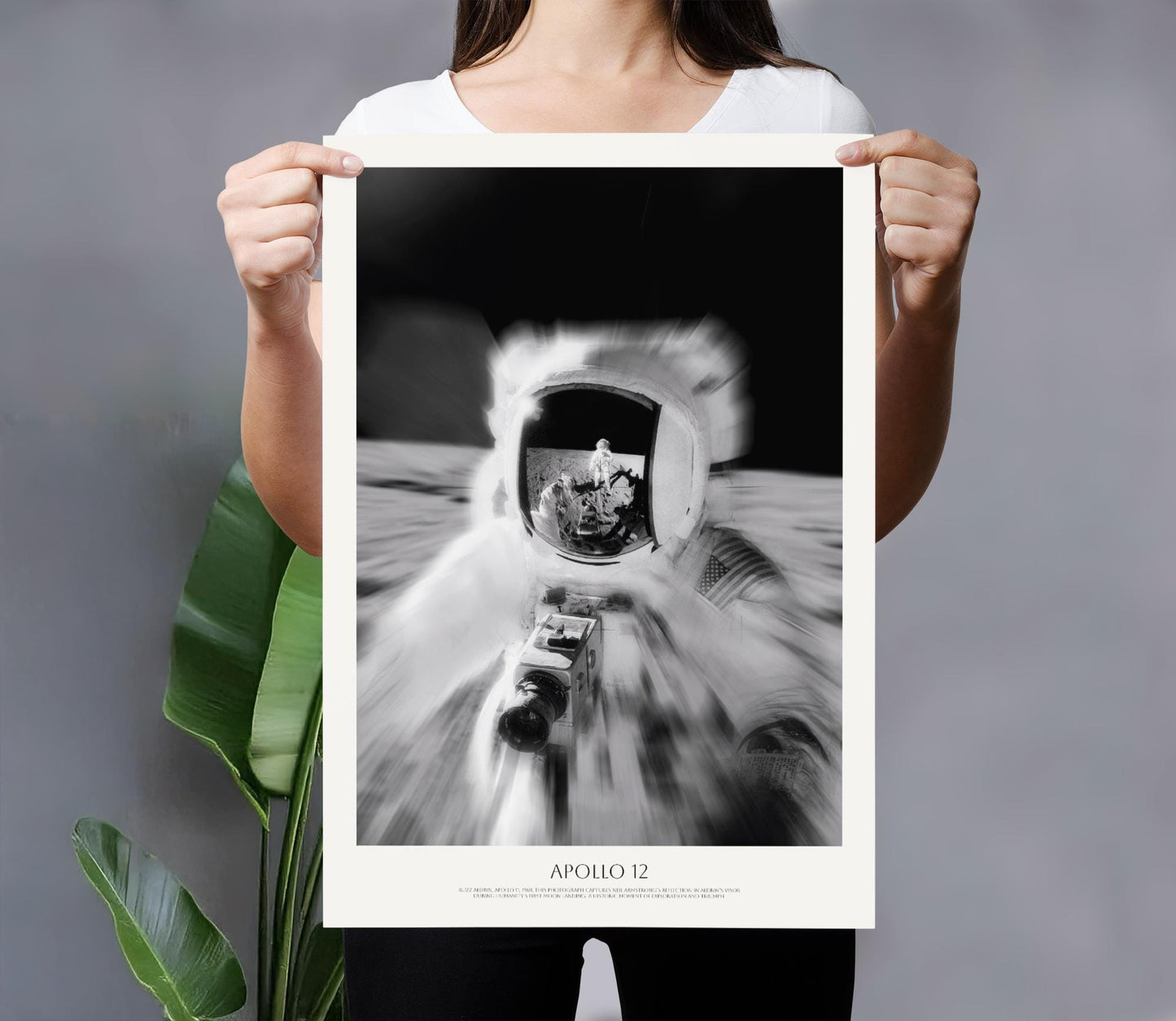 NASA moon photograph 1969 | NASA Space art  | Buzz Aldrin Moon Reflection | Apollo 11 Photo | Astronaut Poster | Astrophotography