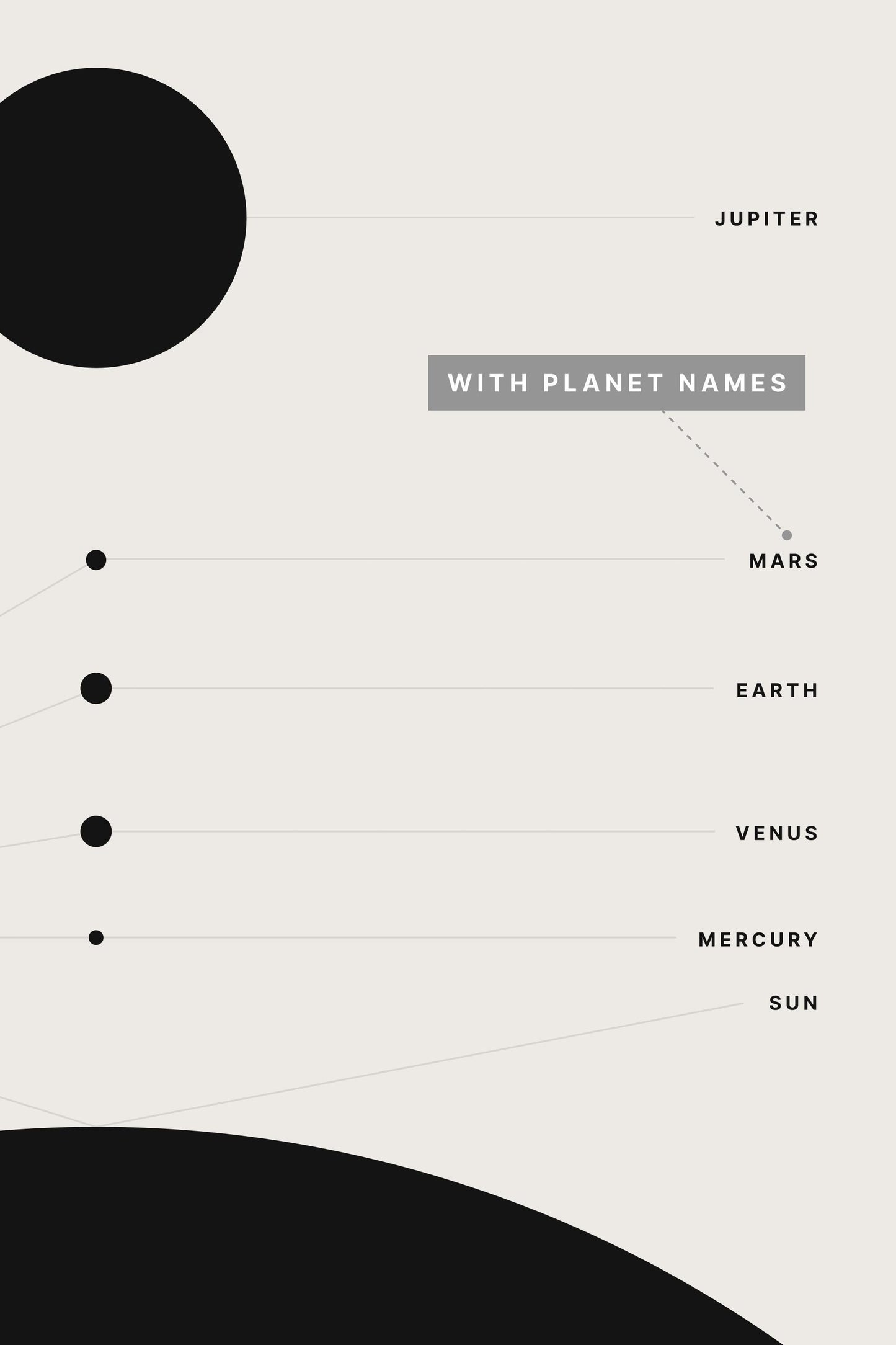 Minimalist Solar System Art Print: Modern Black & White Space Poster