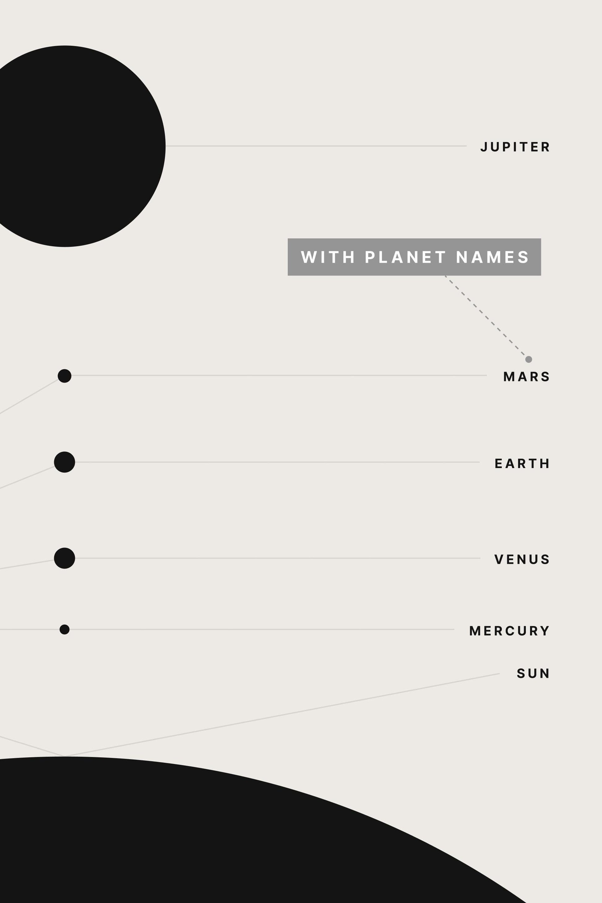 Minimalist Solar System Art Print: Modern Black & White Space Poster