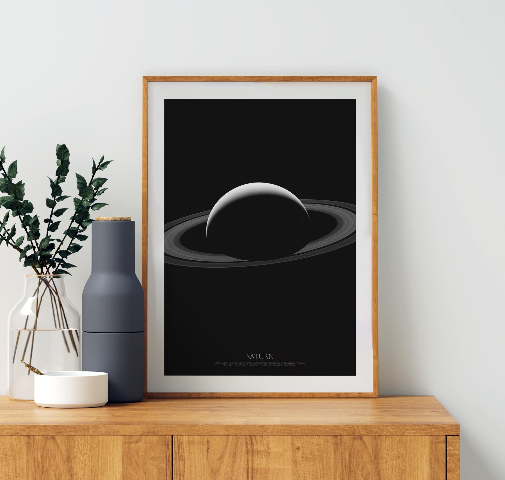 NASA Saturn Photograph by Cassini spacecraft - Saturn Space Print - Office Decor Wall Art Perfect for Dark Interior