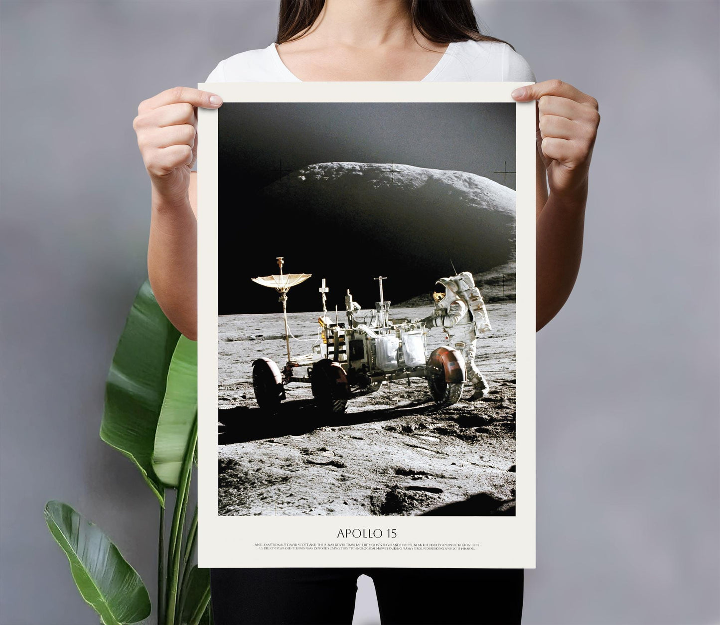 Apollo 15 Lunar Rover Moon Mission Print – NASA Space Exploration Art Poster
