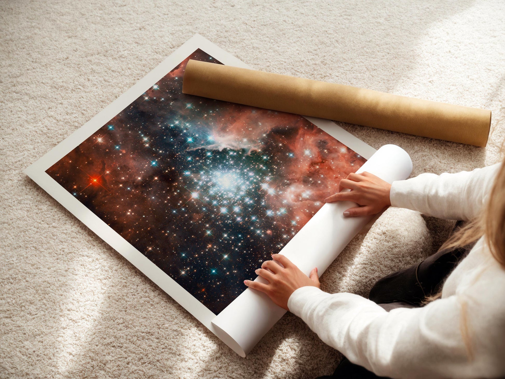 NASA Giant Nebula Print | Hubble Space Telescope Photo | Massive Star Cluster Space Wall Art | NGC 3603
