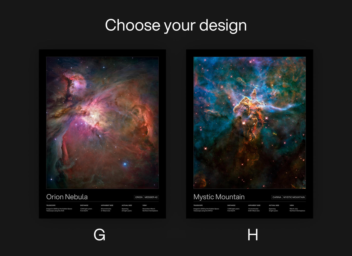 Orion Nebula and Mystic Mountain by NASA Hubble Space Telescope Historic Photographs Poster