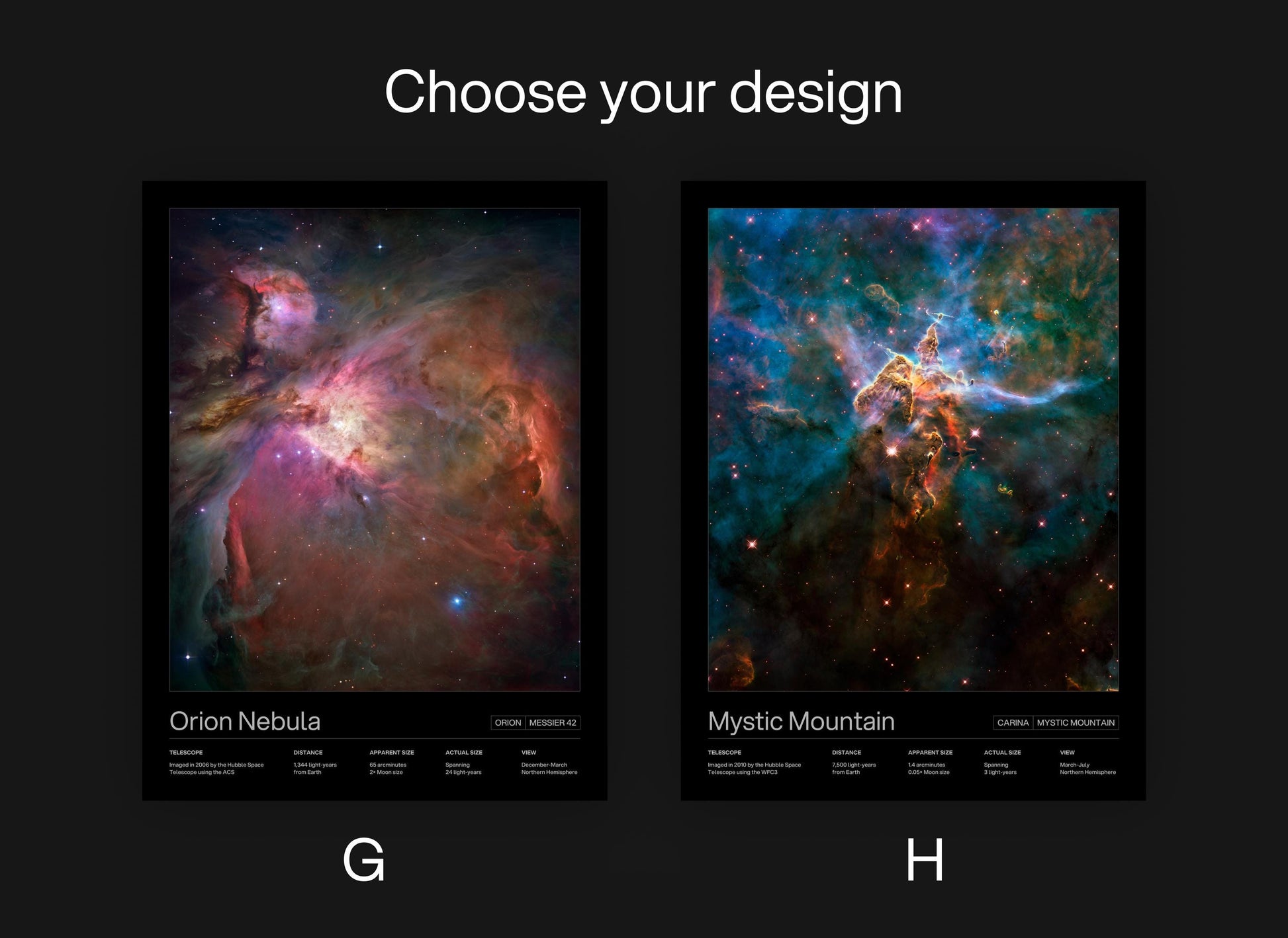 Orion Nebula and Mystic Mountain by NASA Hubble Space Telescope Historic Photographs Poster
