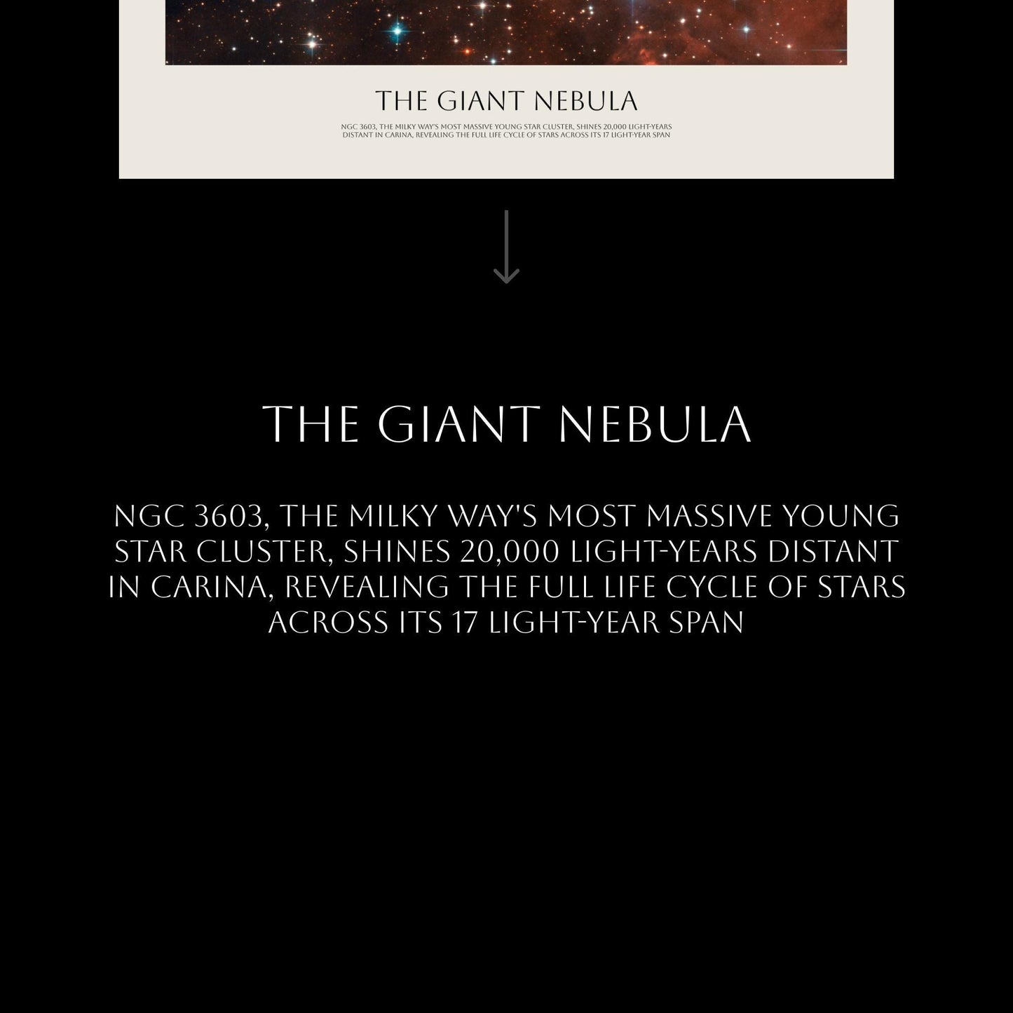 Hubble Space Telescope Print – Giant Nebula Art | NGC 3603 Star Cluster Wall Art