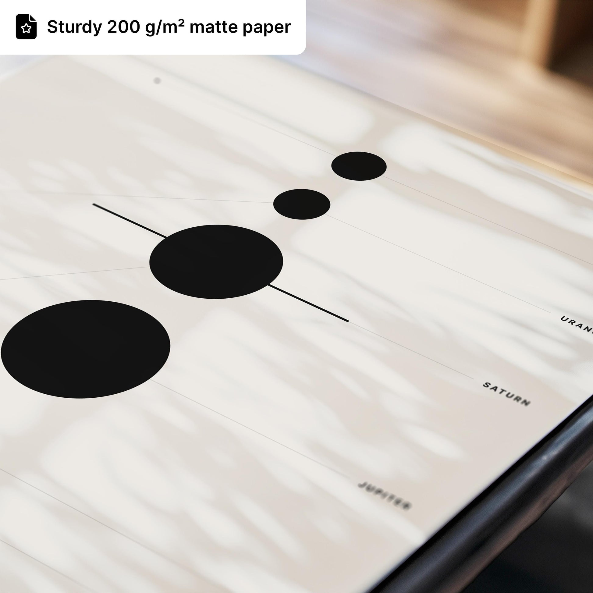 Minimalist Solar System Art Print: Modern Black & White Space Poster