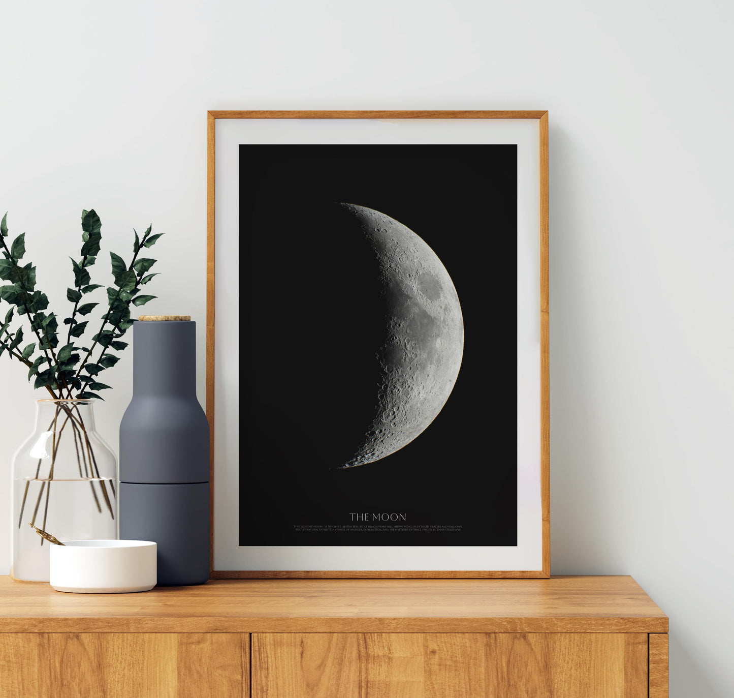Crescent Moon Photograph | Lunar Surface Over 4 Billion Years Old | Stunning Craters and Shadows | High-Resolution Astrophotography Wall Art