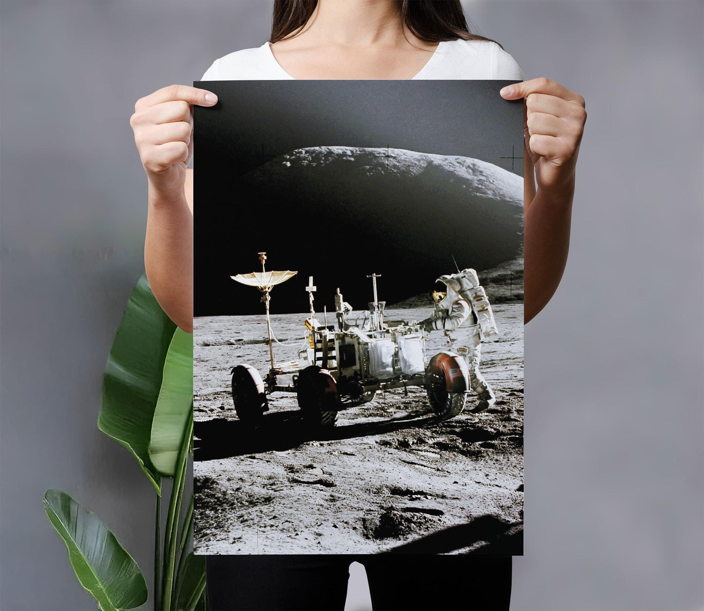 Apollo 17 Lunar Rover on Moon | NASA&#39;s Apollo Mission 1972 | Universe Wall art print | Space Exploration Art