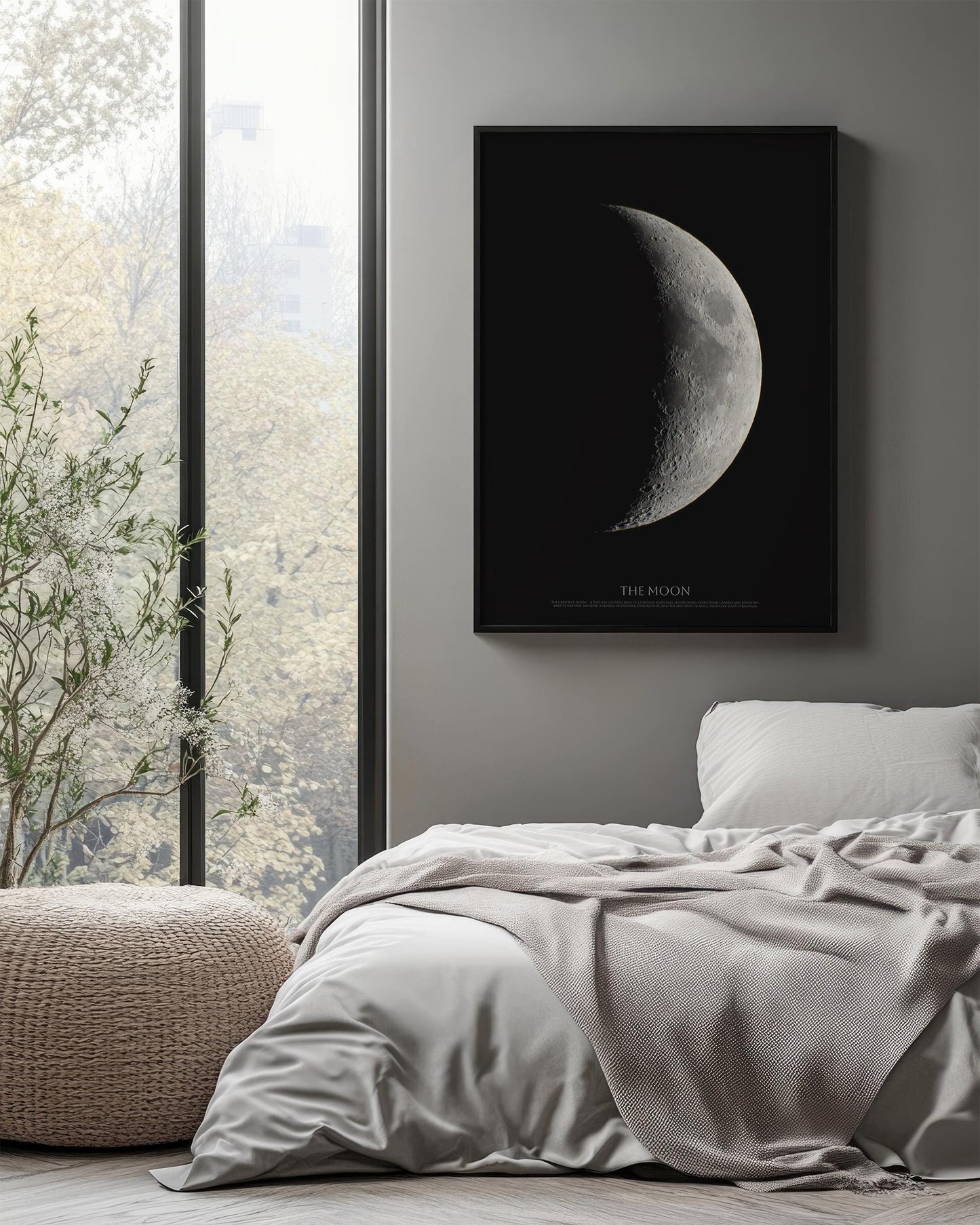 Crescent Moon Photograph | Lunar Surface Over 4 Billion Years Old | Stunning Craters and Shadows | High-Resolution Astrophotography Wall Art