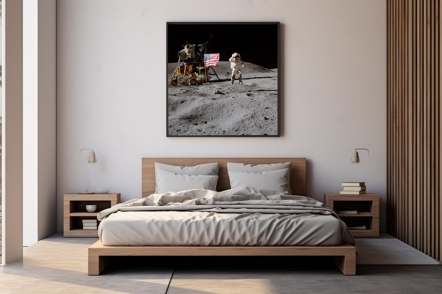 Apollo 16 Moon Poster - Lunar Mission Print | Astronaut Wall Art Space Decor