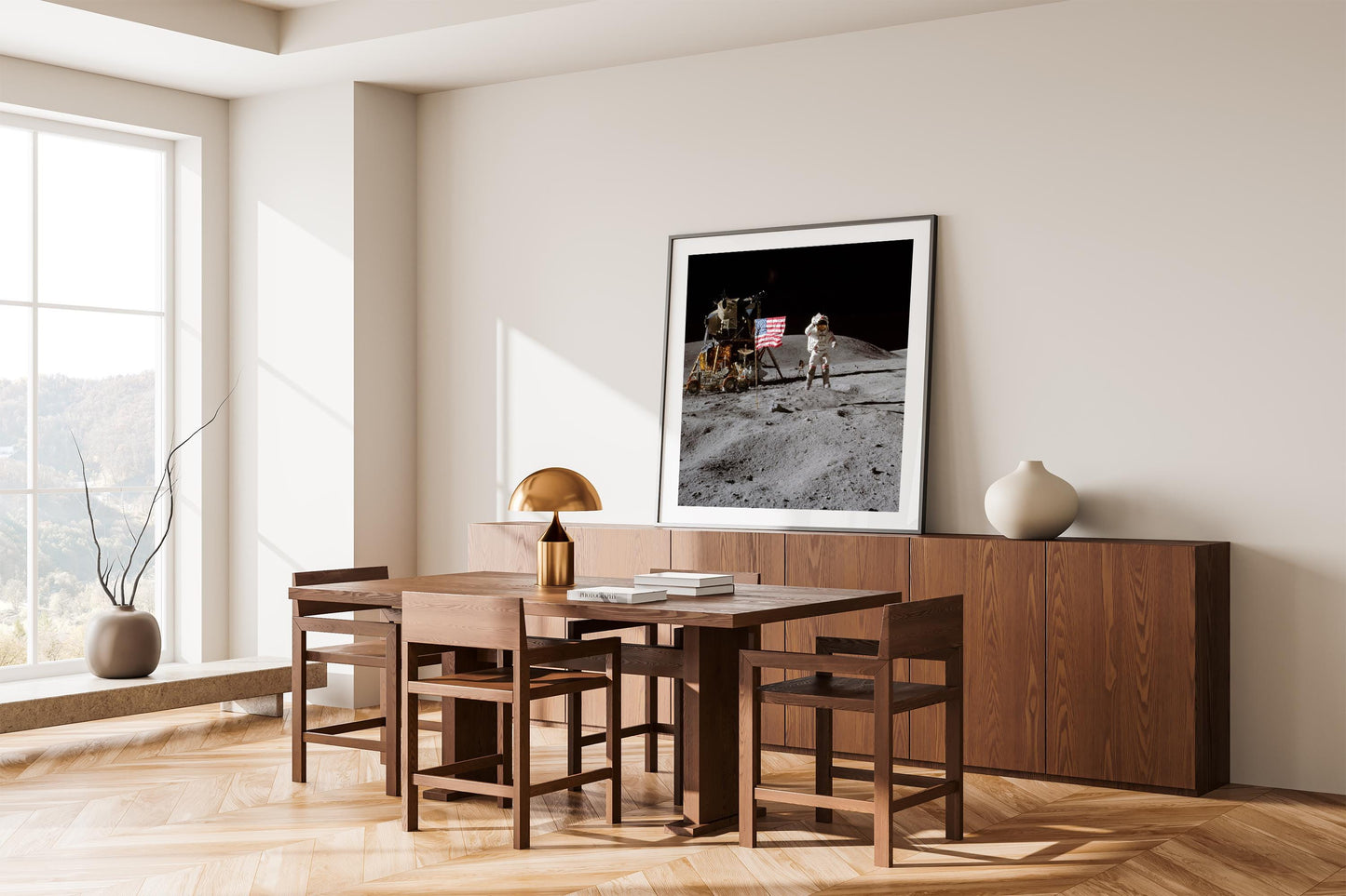 Apollo 16 Moon Poster - Lunar Mission Print | Astronaut Wall Art Space Decor