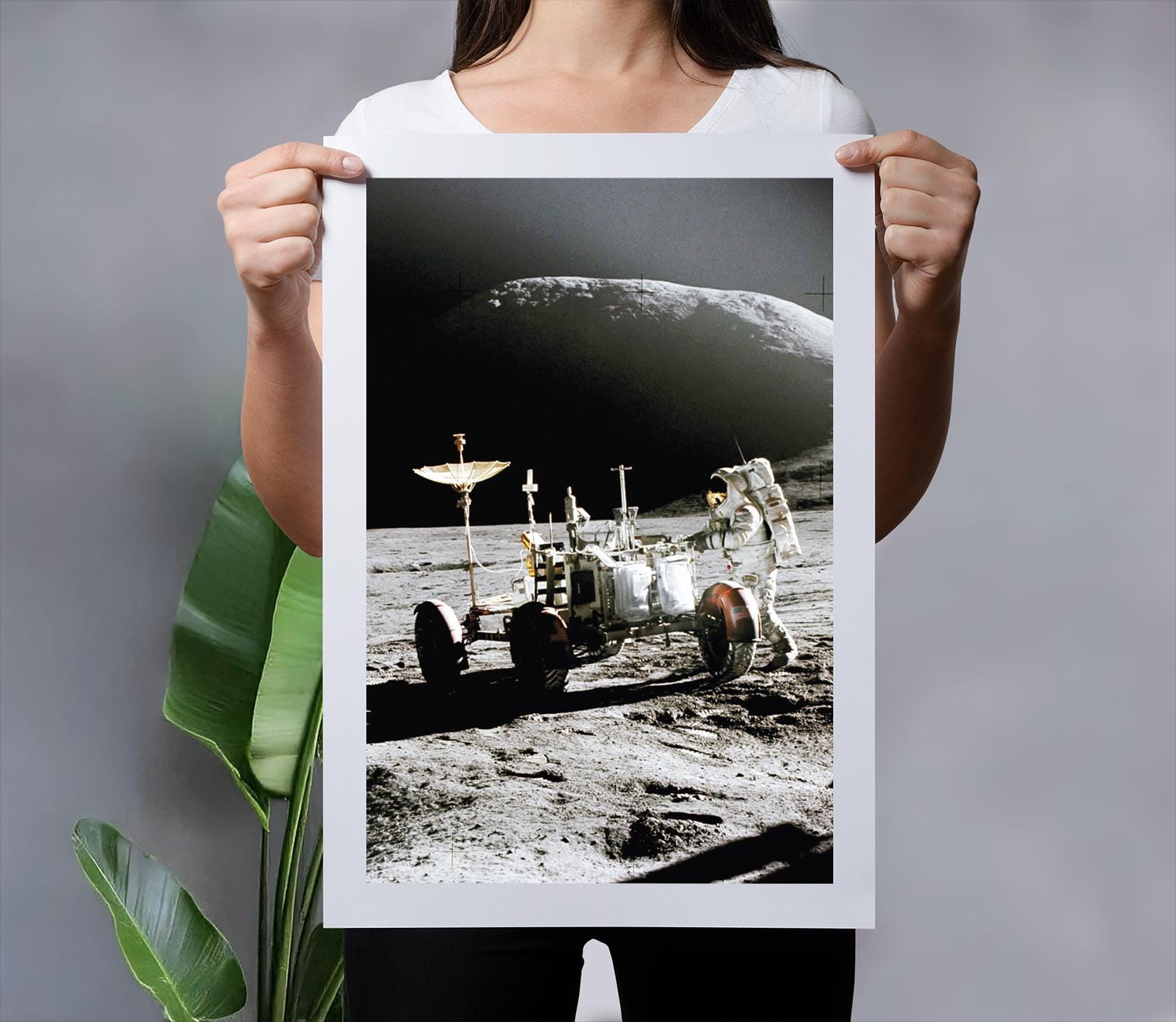 Apollo 17 Lunar Rover on Moon | NASA&#39;s Apollo Mission 1972 | Universe Wall art print | Space Exploration Art