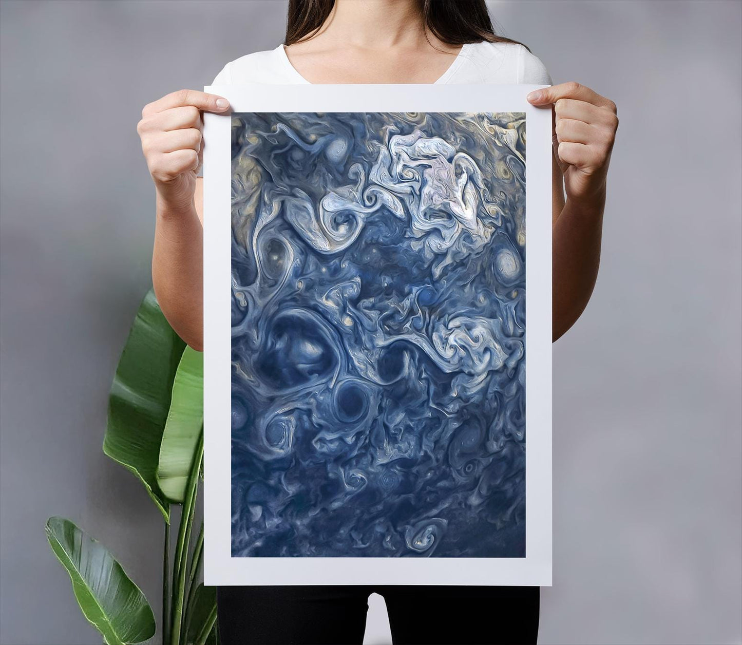 Jupiter Cloud Storms | NASA Juno Mission | Space Wall Art | Planetary Swirls | Abstract Cosmic Photography Print | Universe Space Art Print