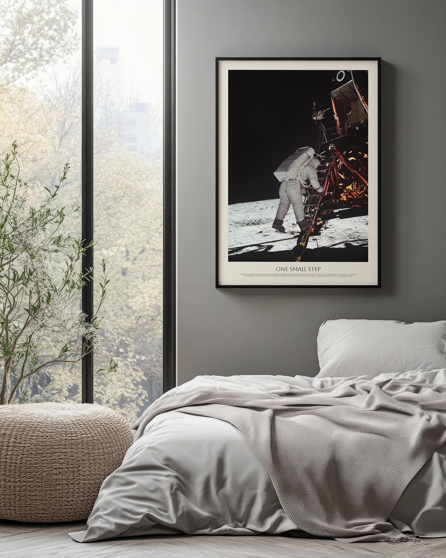 Apollo 11 Moon Landing Poster | Astronaut Buzz Aldrin | One Small Step | Historic NASA Space Print | Vintage Space Wall Art | Wall Decor