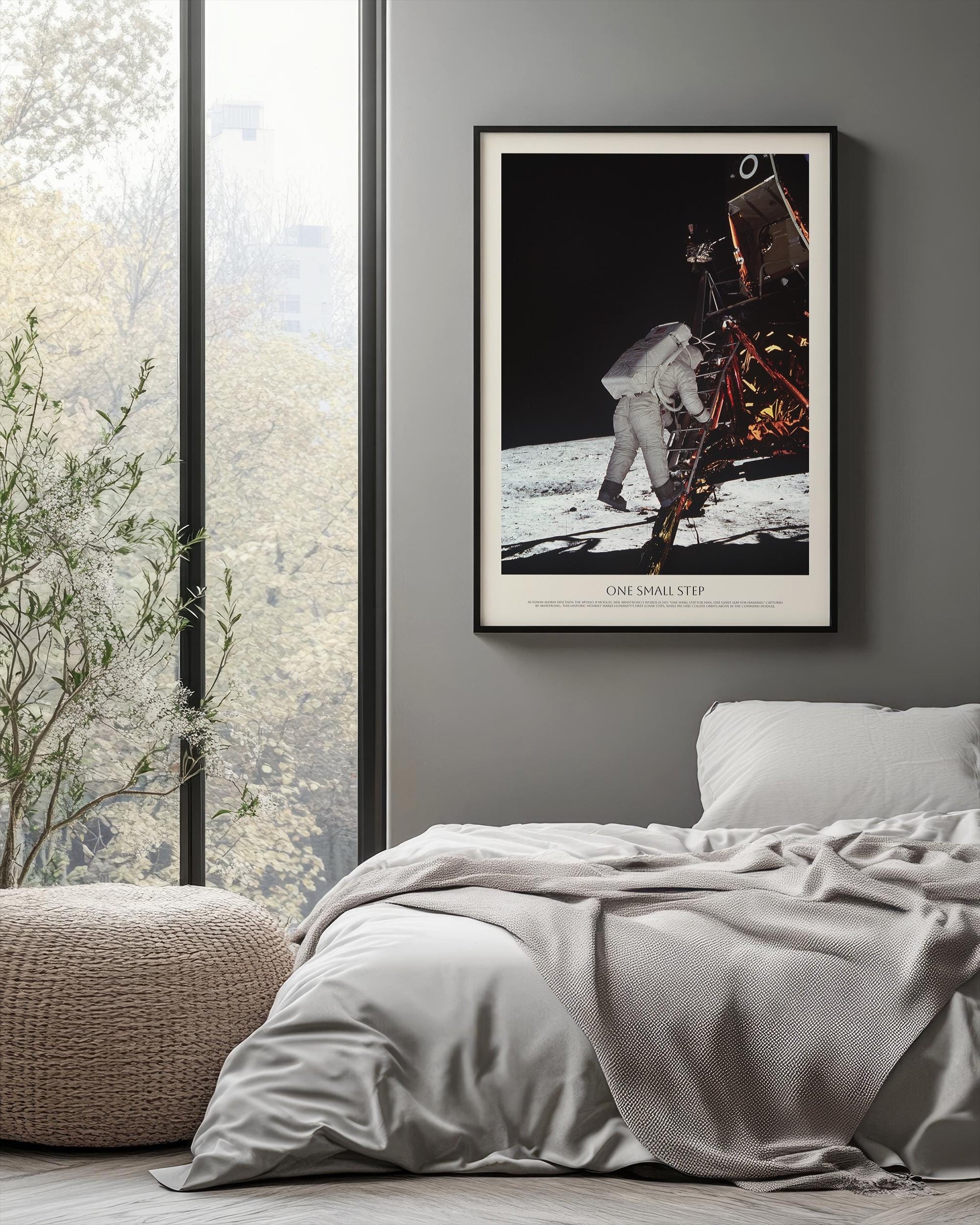 Apollo 11 Moon Landing Poster | Astronaut Buzz Aldrin | One Small Step | Historic NASA Space Print | Vintage Space Wall Art | Wall Decor