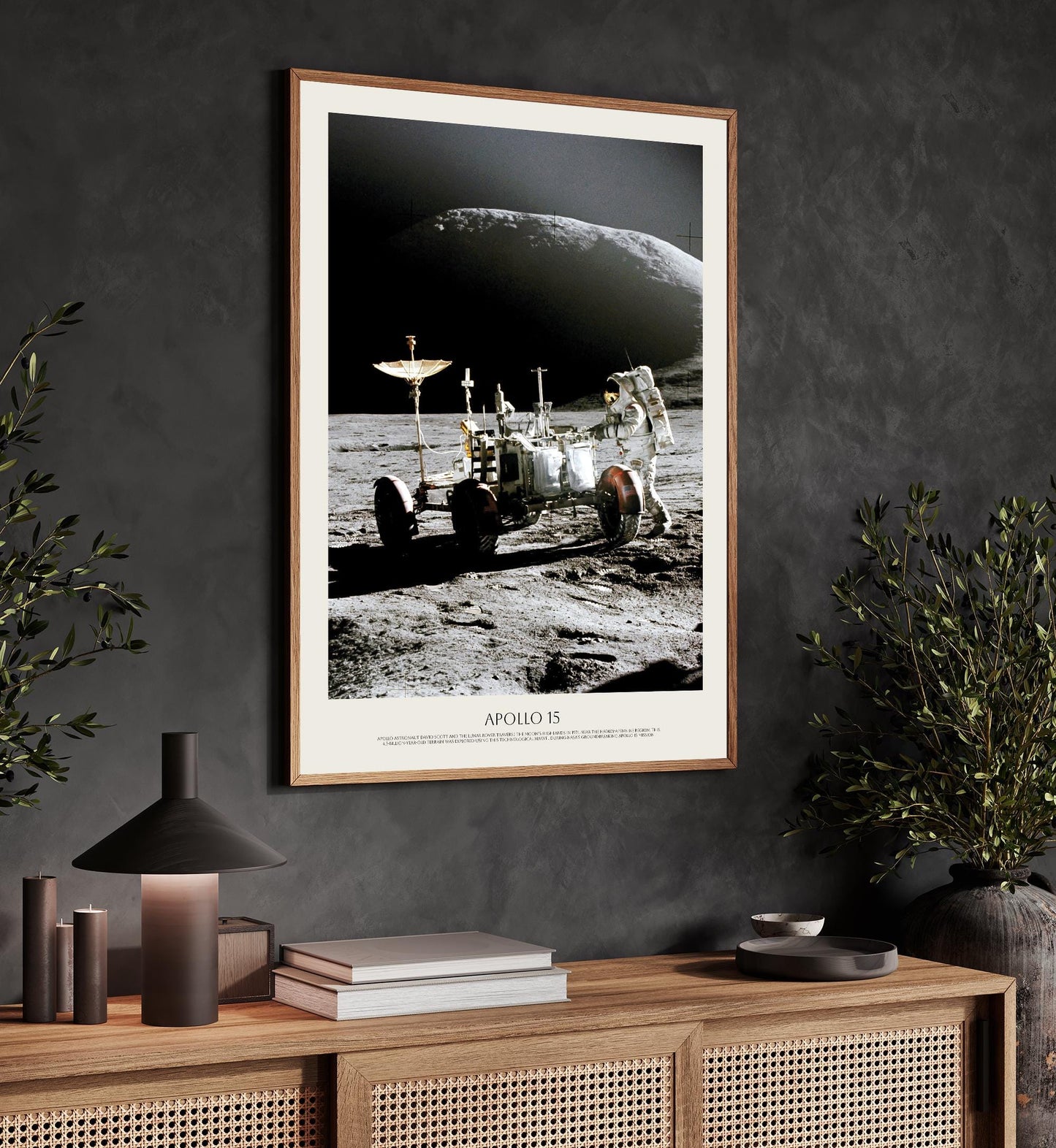 Apollo 15 Lunar Rover Moon Mission Print – NASA Space Exploration Art Poster