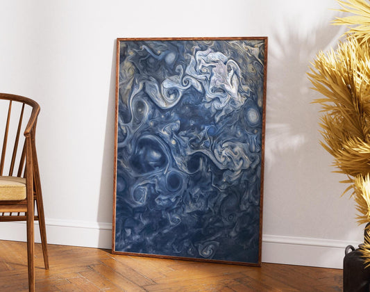 Jupiter Cloud Storms | NASA Juno Mission | Space Wall Art | Planetary Swirls | Abstract Cosmic Photography Print | Universe Space Art Print