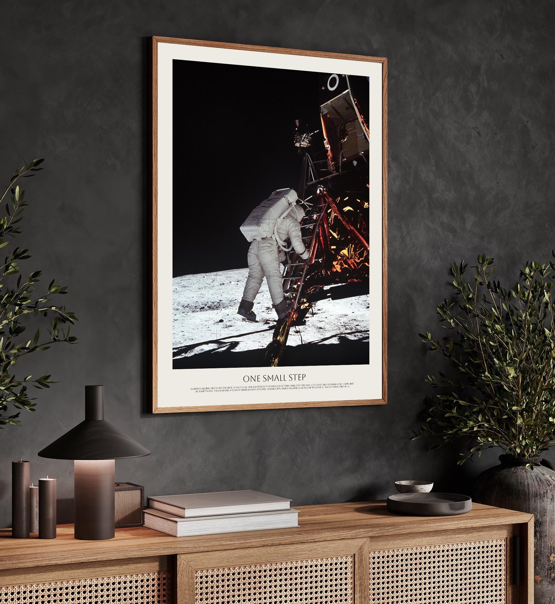 Apollo 11 Moon Landing Poster | Astronaut Buzz Aldrin | One Small Step | Historic NASA Space Print | Vintage Space Wall Art | Wall Decor