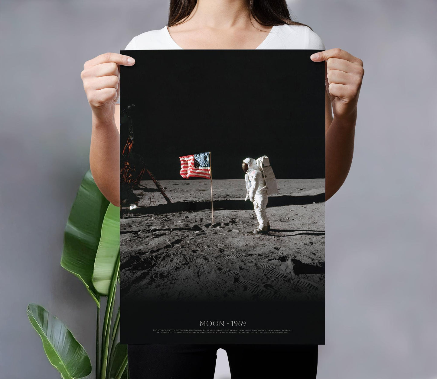 Apollo 11 Moon Poster - NASA Space Print | Buzz Aldrin Lunar Surface Art