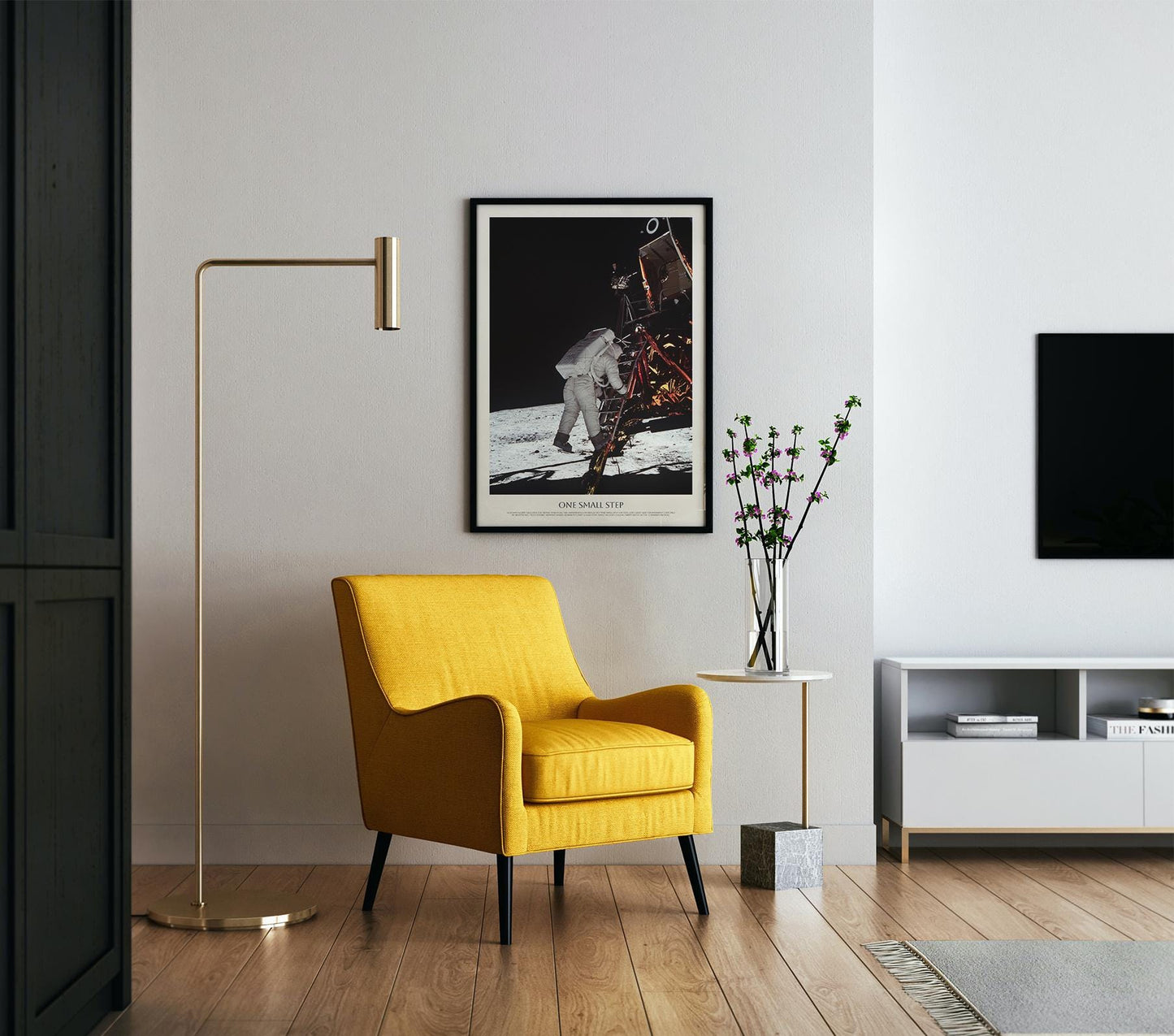 Apollo 11 Moon Landing Poster | Astronaut Buzz Aldrin | One Small Step | Historic NASA Space Print | Vintage Space Wall Art | Wall Decor