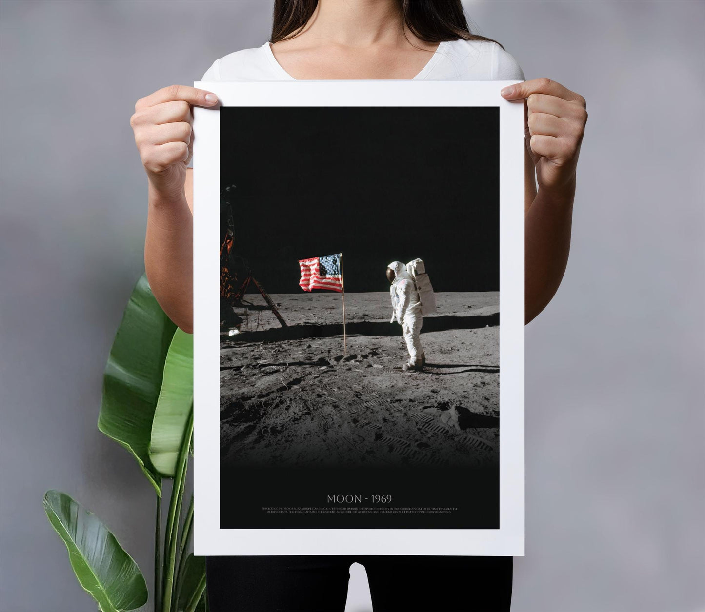 Apollo 11 Moon Poster - NASA Space Print | Buzz Aldrin Lunar Surface Art