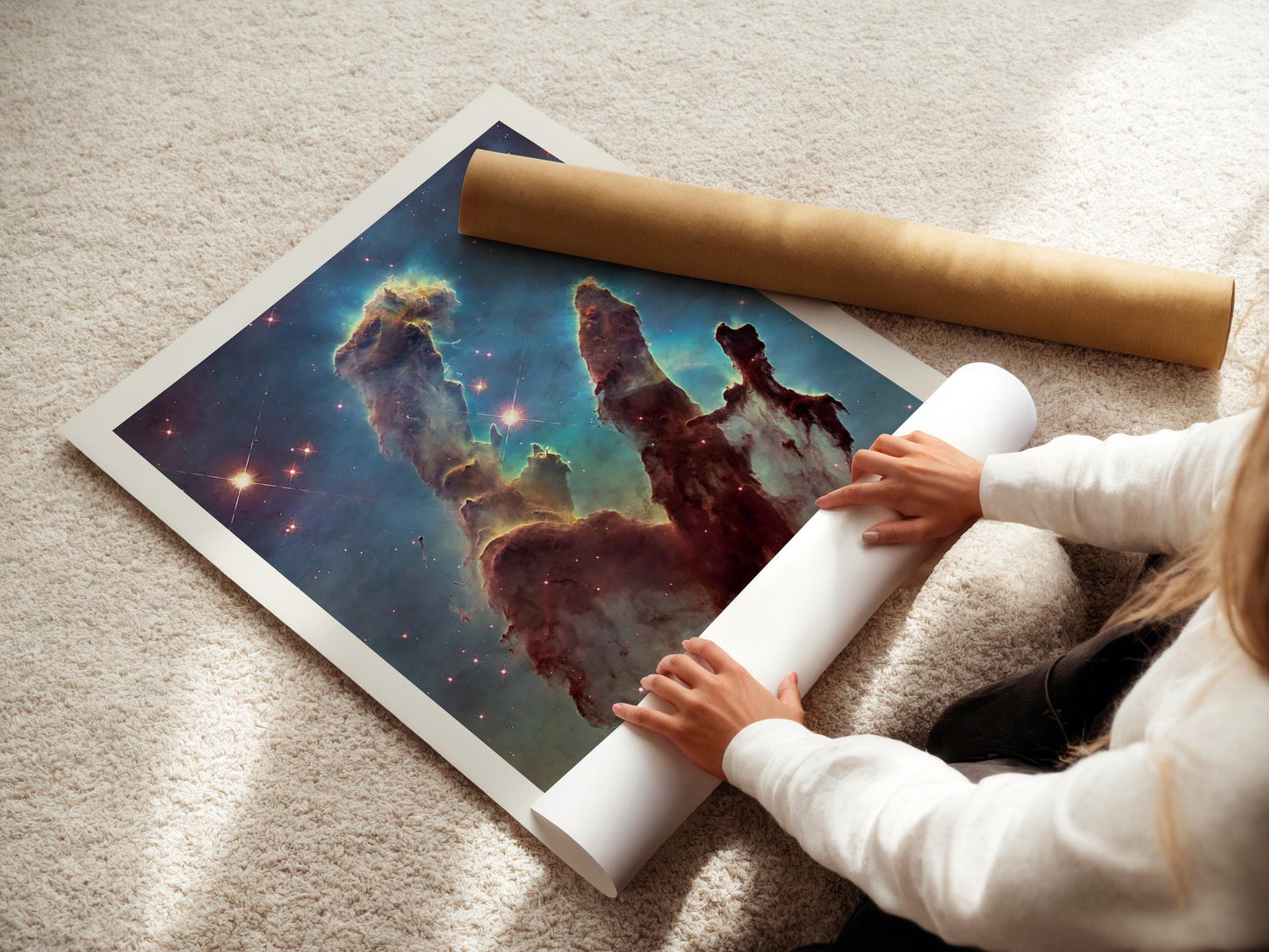 Pillars of Creation Print – Remastered NASA Space Wall Art | Hubble Telescope