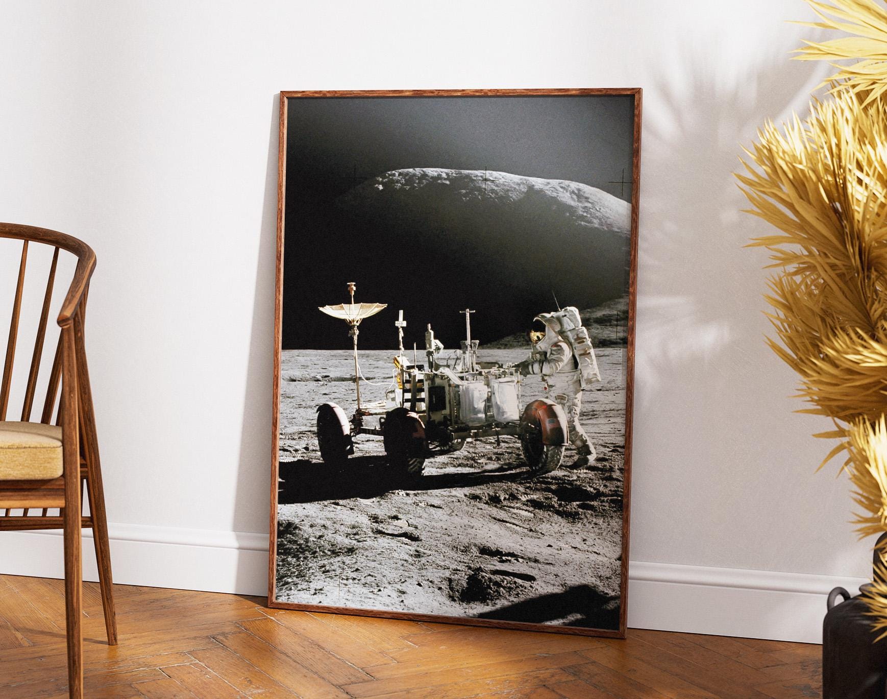 Apollo 17 Lunar Rover on Moon | NASA&#39;s Apollo Mission 1972 | Universe Wall art print | Space Exploration Art