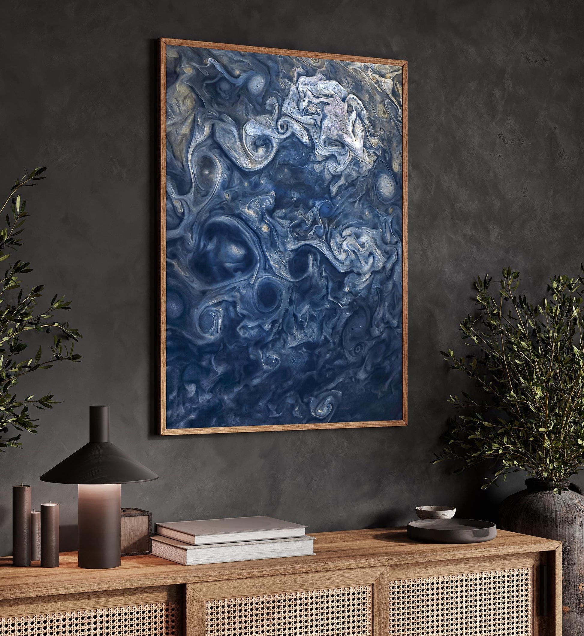 Jupiter Cloud Storms | NASA Juno Mission | Space Wall Art | Planetary Swirls | Abstract Cosmic Photography Print | Universe Space Art Print