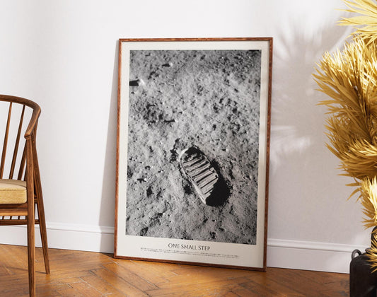 Famous NASA Moon Footprint photo - First step on the moon poster - Boot footprint in lunar soil - NASA