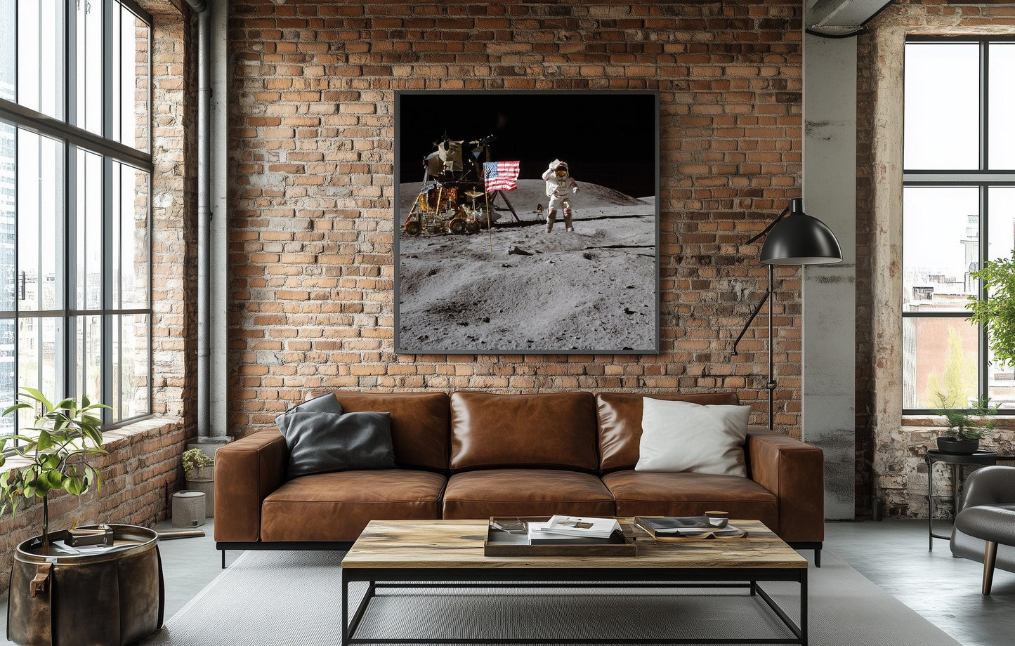 Apollo 16 Moon Poster - Lunar Mission Print | Astronaut Wall Art Space Decor
