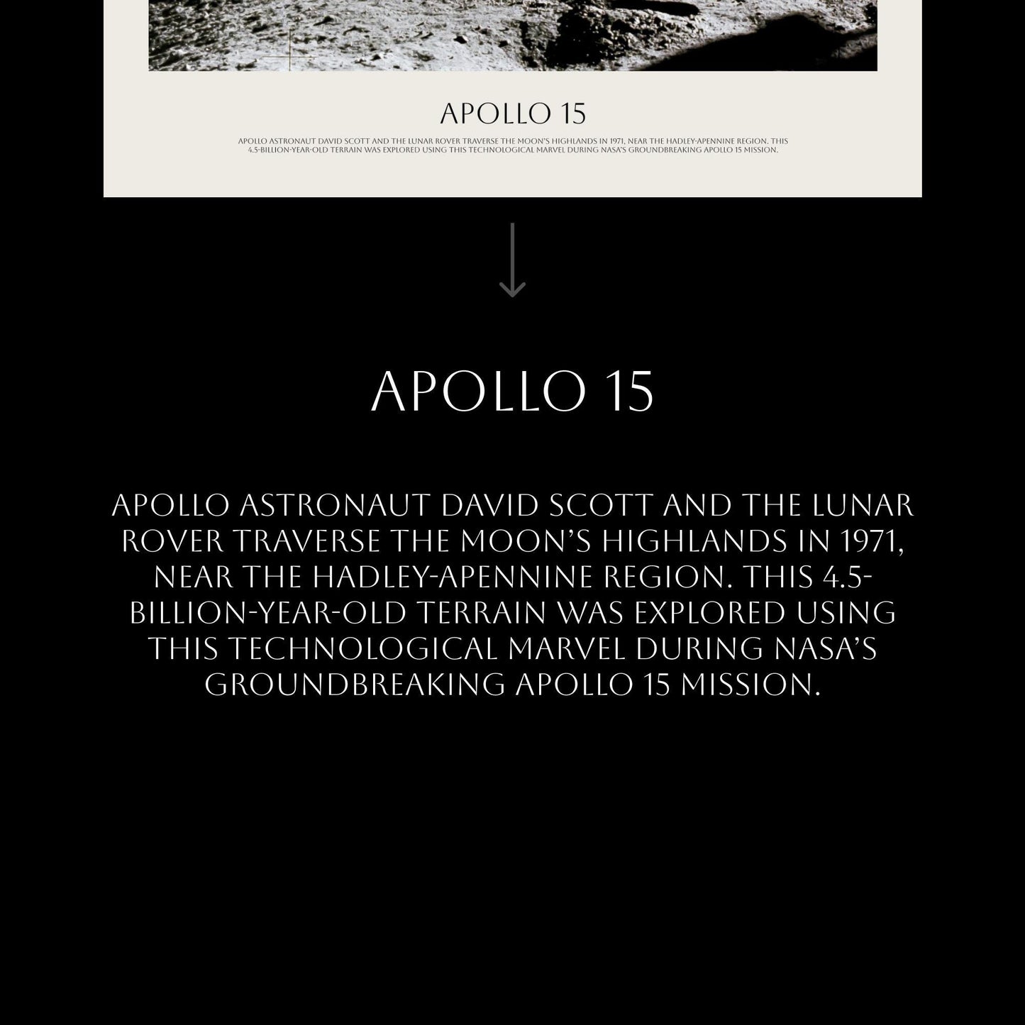 Apollo 15 Lunar Rover Moon Mission Print – NASA Space Exploration Art Poster
