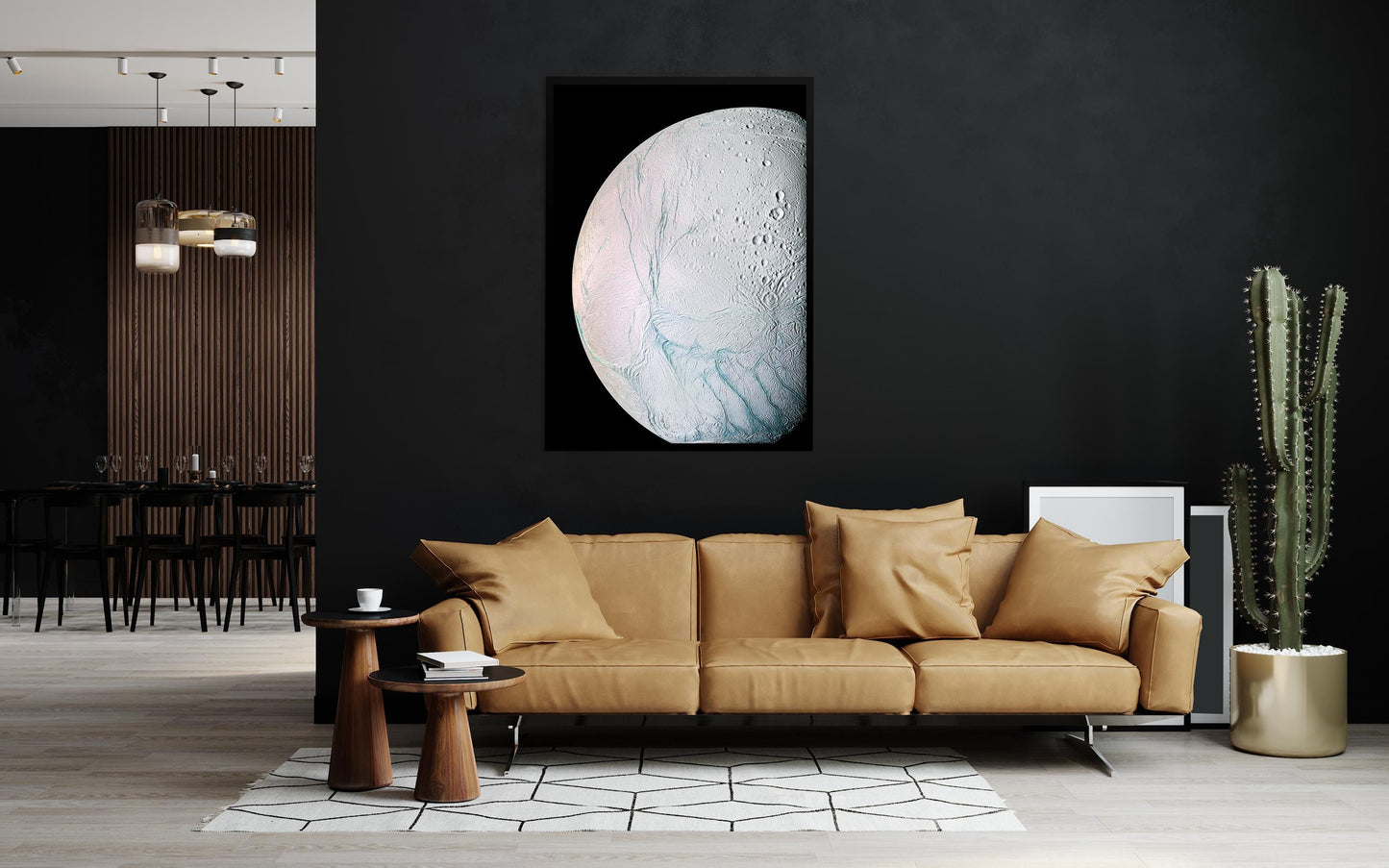 Enceladus Moon Print – Saturn Wall Art | Cassini Mission Space Poster