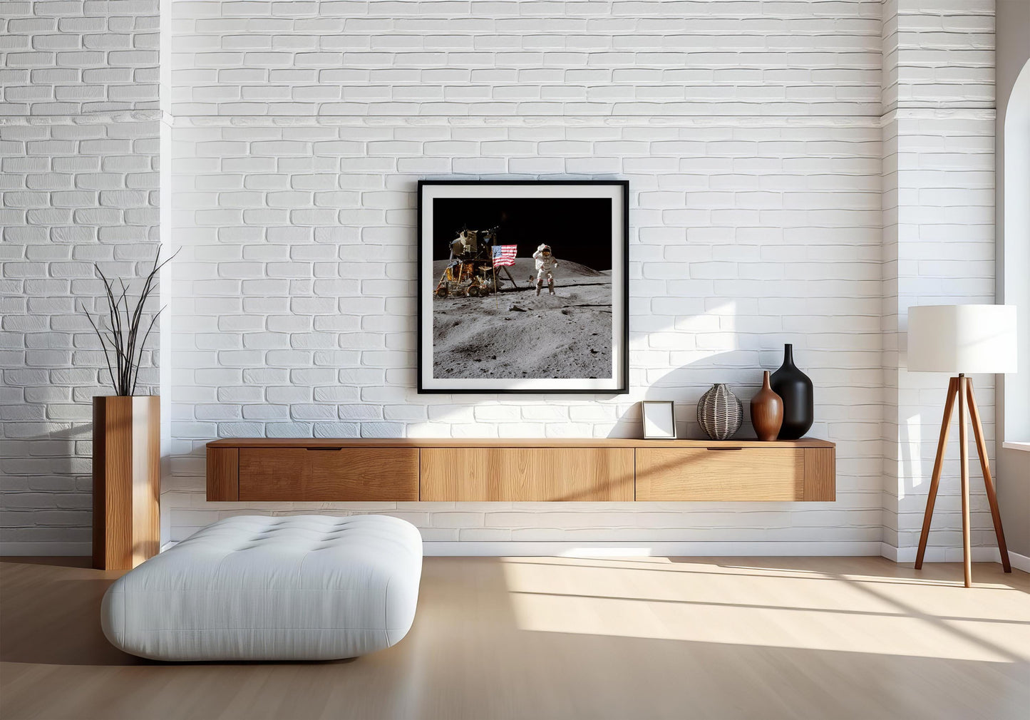 Apollo 16 Moon Poster - Lunar Mission Print | Astronaut Wall Art Space Decor