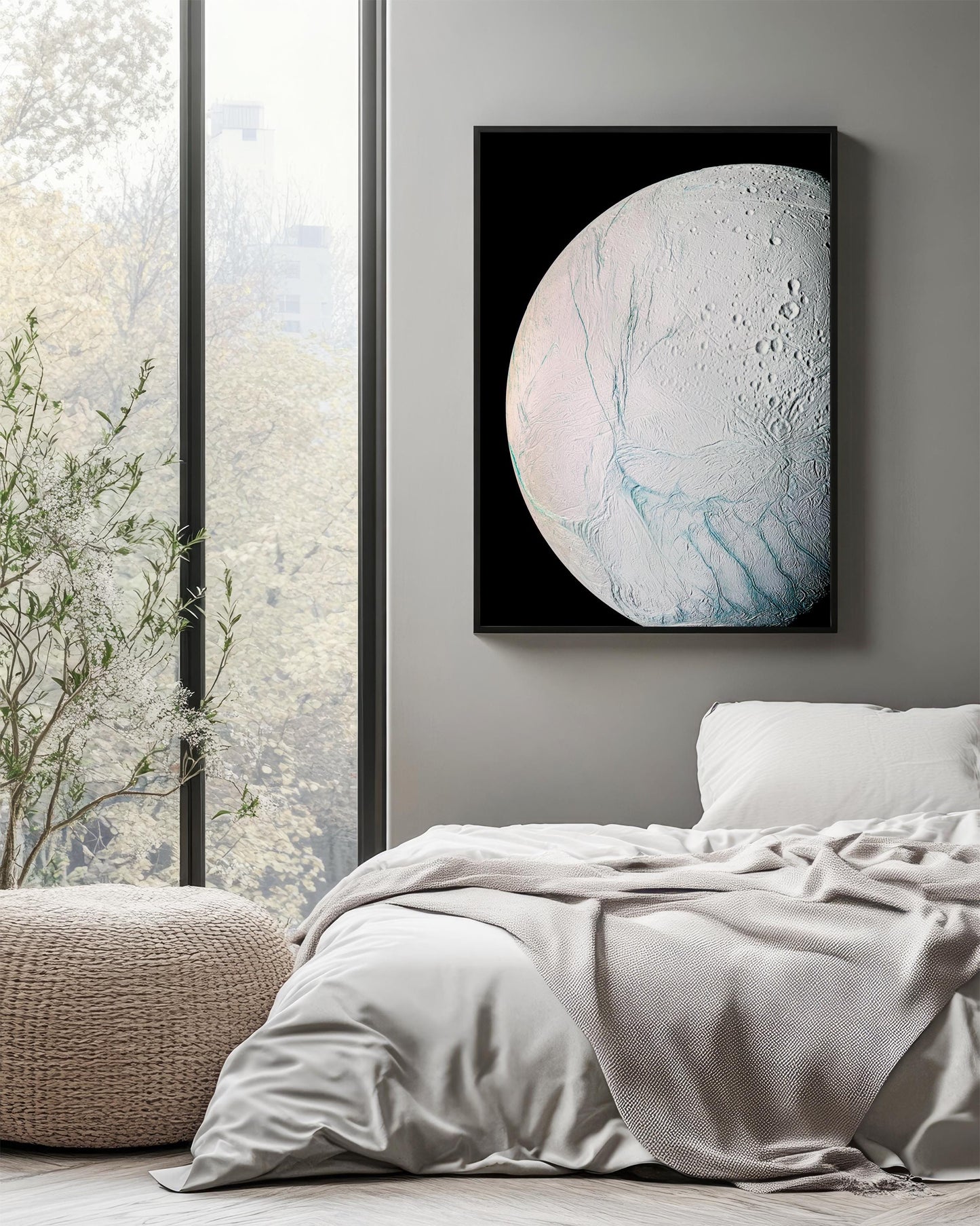 Enceladus Moon Print – Saturn Wall Art | Cassini Mission Space Poster