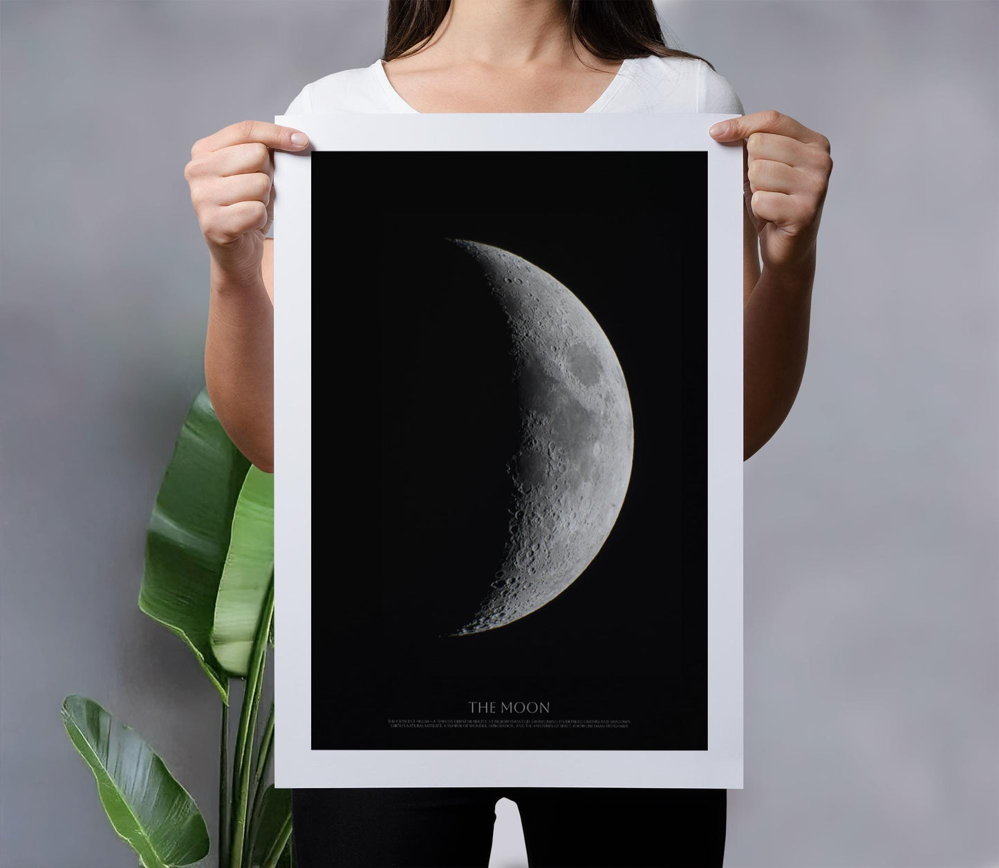 Crescent Moon Photograph | Lunar Surface Over 4 Billion Years Old | Stunning Craters and Shadows | High-Resolution Astrophotography Wall Art