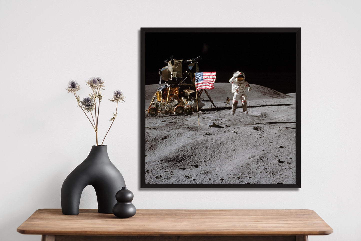 Apollo 16 Moon Poster - Lunar Mission Print | Astronaut Wall Art Space Decor