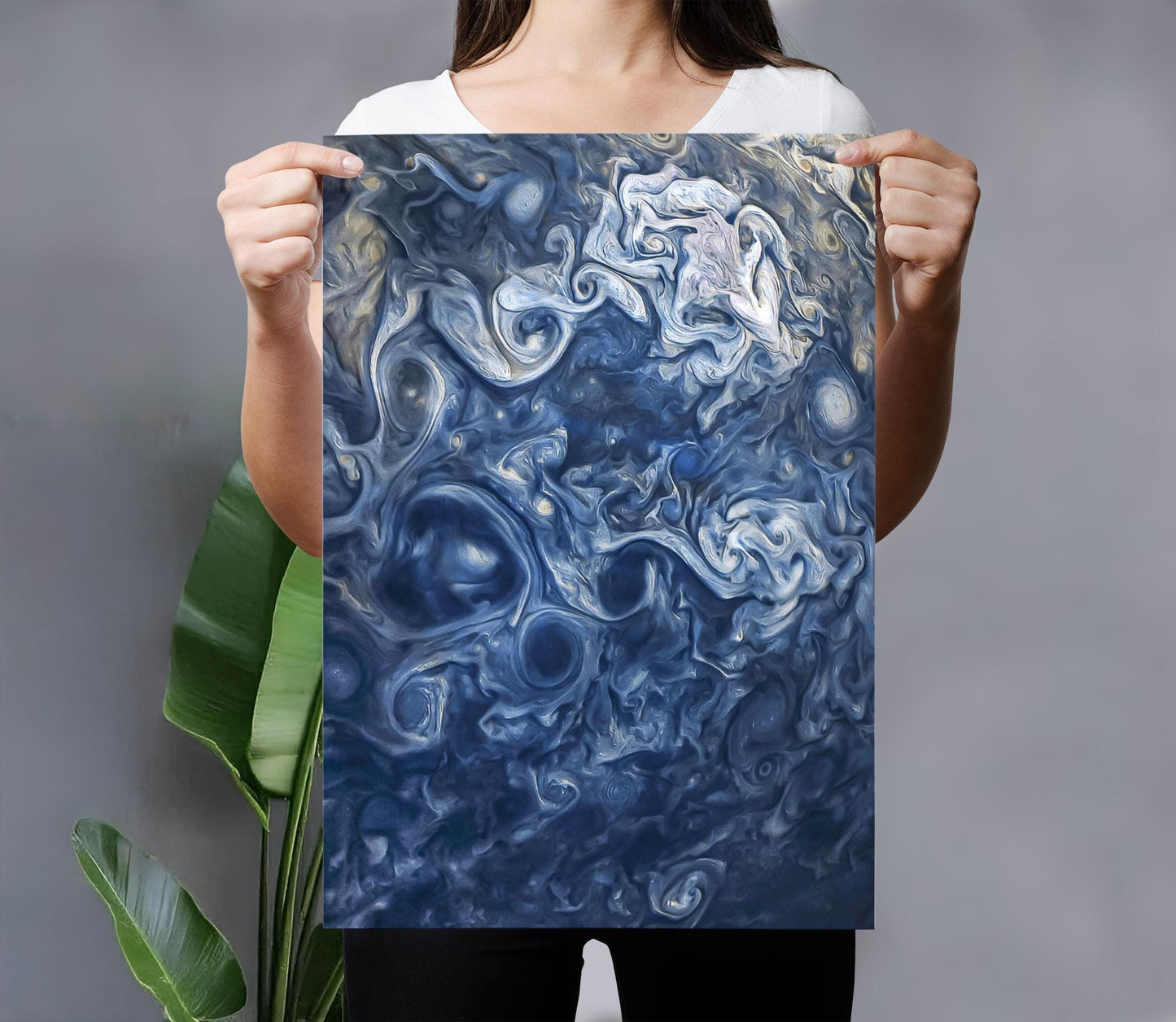 Jupiter Cloud Storms | NASA Juno Mission | Space Wall Art | Planetary Swirls | Abstract Cosmic Photography Print | Universe Space Art Print